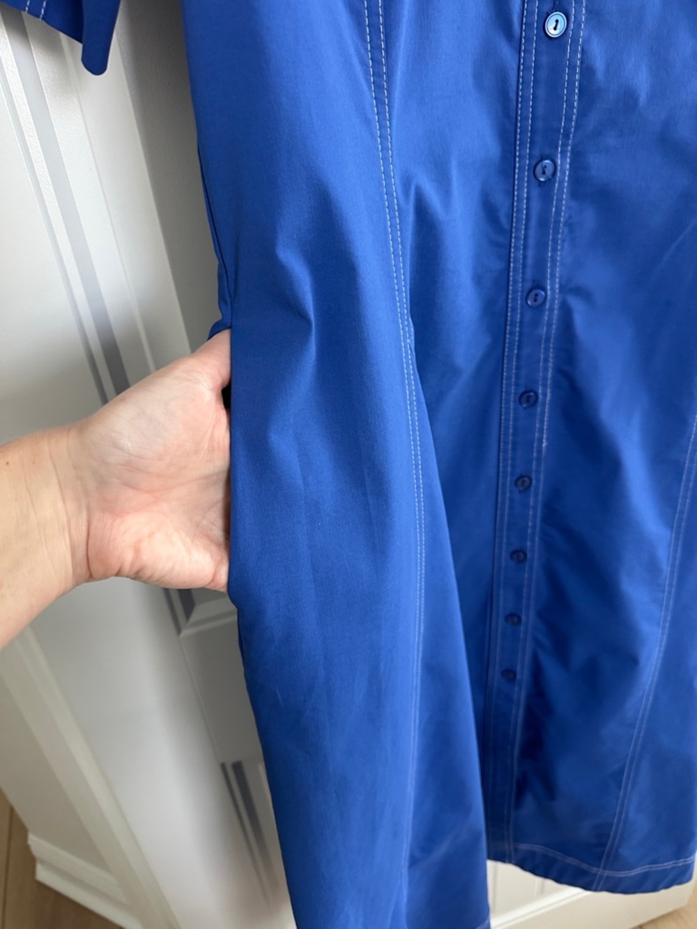 Anthropologie/Exquise Cobalt Blue Button-Front Shirt Midi Dress - Picture 6 of 11